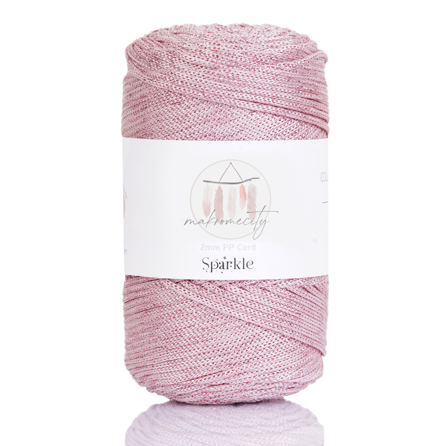 Sparkle Polyester Macrame Cord 2mm x 125 yards (375 feet) - Baby Pink Sparkle