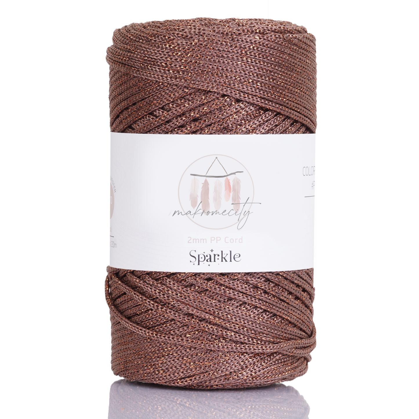 Sparkle Polyester Macrame Cord 2mm x 250 yards (750 feet) - Copper Sparkle