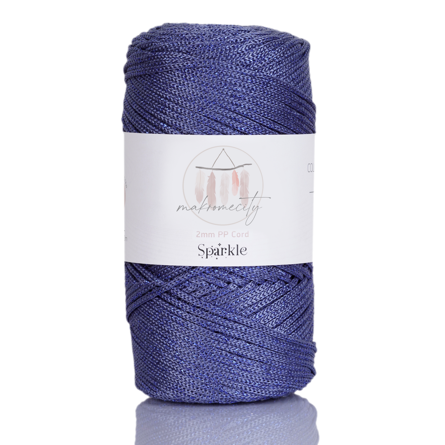 Sparkle Polyester Macrame Cord 2mm x 125 yards (375 feet) - Denim Blue Sparkle