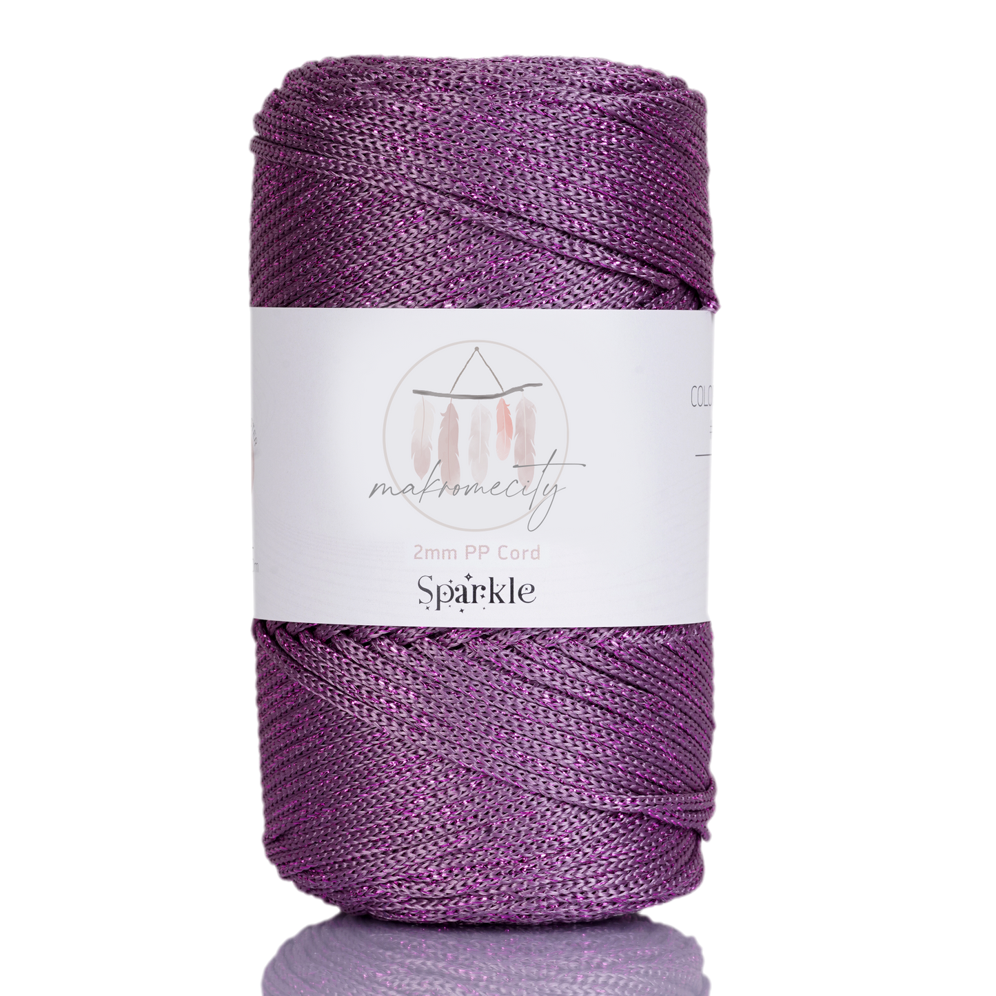 Sparkle Polyester Macrame Cord 2mm x 125 yards (375 feet) - Plum Sparkle