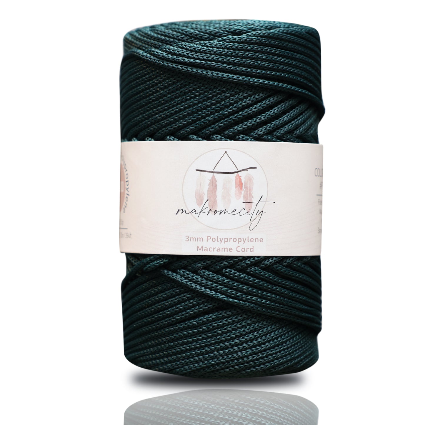 Polyester Macrame Cord 3mm x 131 Yards (394 feet) Polypropylene - Forest Green
