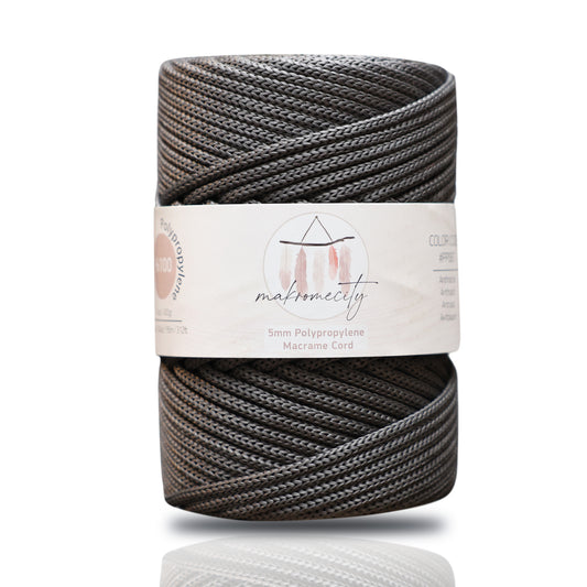 Polyester Macrame Cord 5mm x 104 Yards (311 feet) Polypropylene - Anthracite