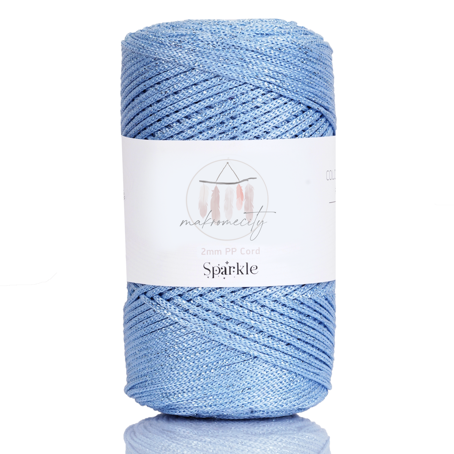 Sparkle Polyester Macrame Cord 2mm x 250 yards (750 feet)  - Baby Blue Sparkle