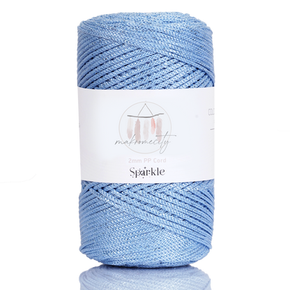 Sparkle Polyester Macrame Cord 2mm x 250 yards (750 feet)  - Baby Blue Sparkle