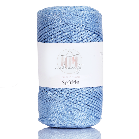 Sparkle Polyester Macrame Cord 2mm x 250 yards (750 feet)  - Baby Blue Sparkle