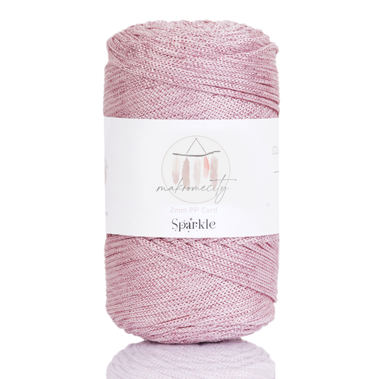 Sparkle Polyester Macrame Cord 2mm x 250 yards (750 feet)  - Baby Pink Sparkle
