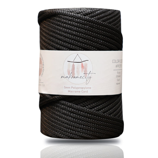 Polyester Macrame Cord 5mm x 104 Yards (311 feet) Polypropylene - Black