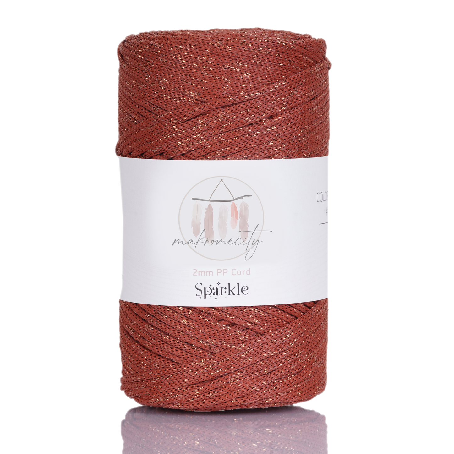 Sparkle Polyester Macrame Cord 2mm x 250 yards (750 feet)  - Brick Sparkle