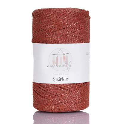 Sparkle Polyester Macrame Cord 2mm x 250 yards (750 feet)  - Brick Sparkle