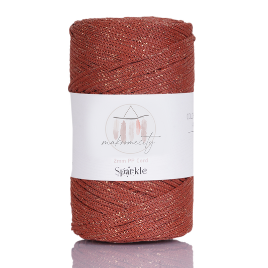 Sparkle Polyester Macrame Cord 2mm x 250 yards (750 feet)  - Brick Sparkle