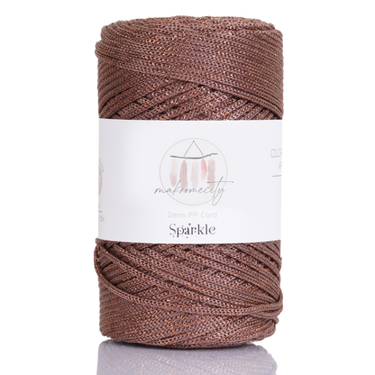 Sparkle Polyester Macrame Cord 2mm x 250 yards (750 feet)  - Copper Sparkle