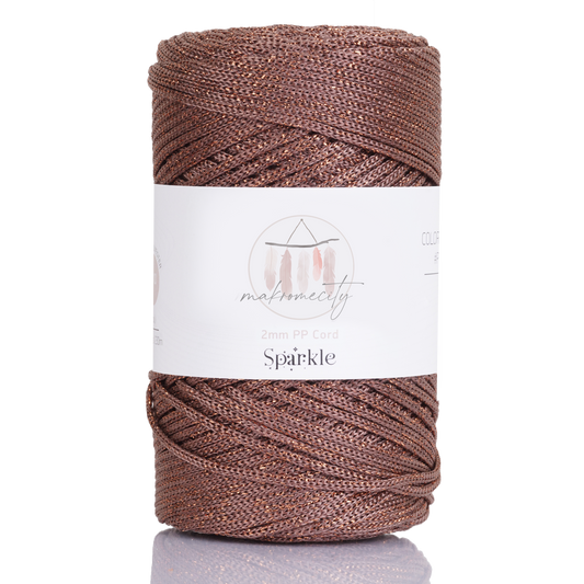 Sparkle Polyester Macrame Cord 2mm x 250 yards (750 feet)  - Copper Sparkle