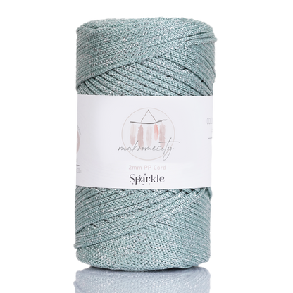 Sparkle Polyester Macrame Cord 2mm x 250 yards (750 feet)  - Crepe Green Sparkle