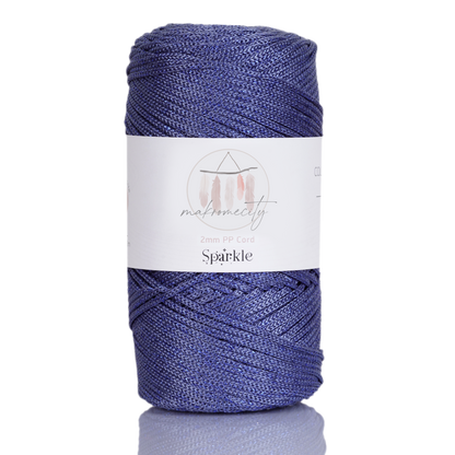 Sparkle Polyester Macrame Cord 2mm x 250 yards (750 feet)  - Denim Blue Sparkle