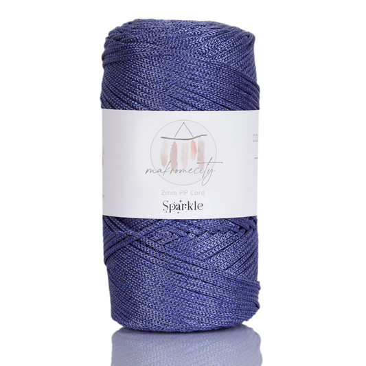 Sparkle Polyester Macrame Cord 2mm x 250 yards (750 feet)  - Denim Blue Sparkle