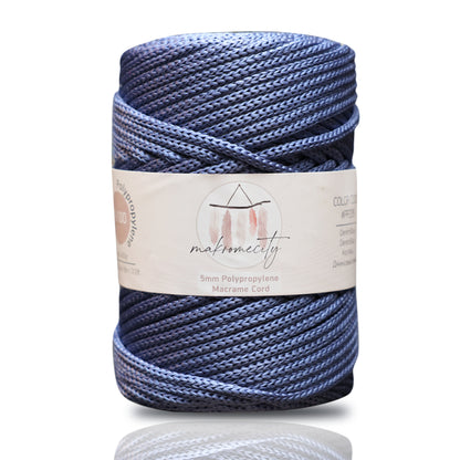 Polyester Macrame Cord 5mm x 104 Yards (311 feet) Polypropylene - Denim Blue