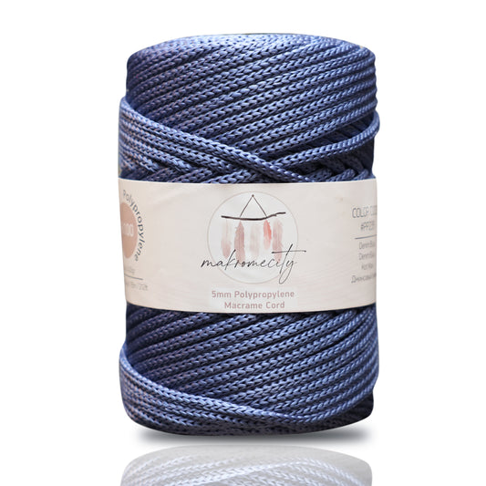 Polyester Macrame Cord 5mm x 104 Yards (311 feet) Polypropylene - Denim Blue
