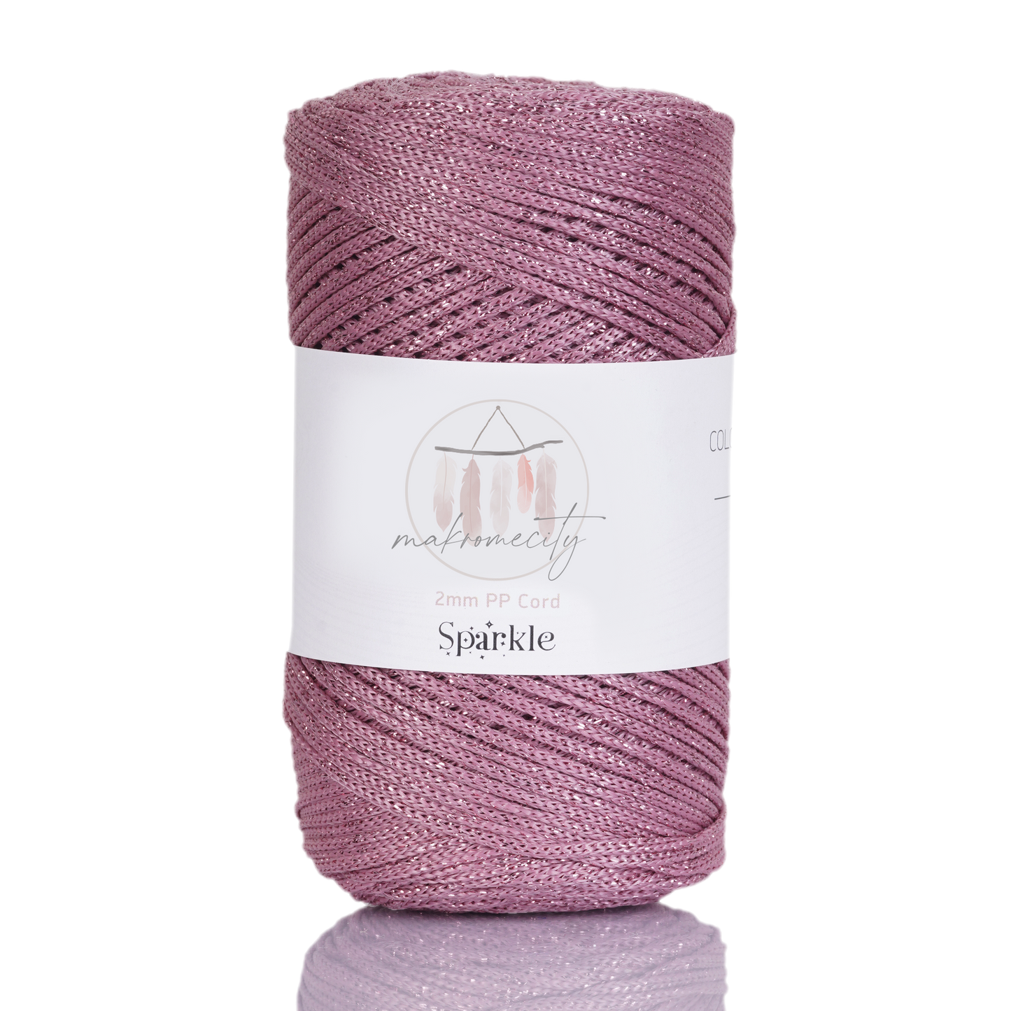 Sparkle Polyester Macrame Cord 2mm x 250 yards (750 feet)  - Dusty Rose Sparkle