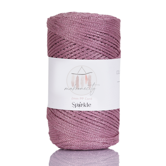 Sparkle Polyester Macrame Cord 2mm x 250 yards (750 feet)  - Dusty Rose Sparkle