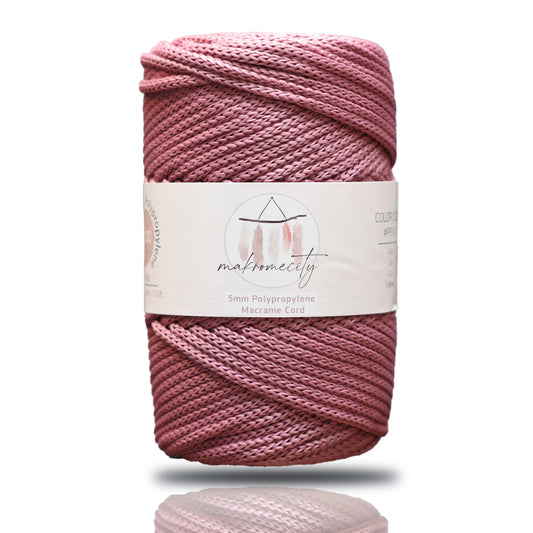 Polyester Macrame Cord 5mm x 104 Yards (311 feet) Polypropylene - Dusty Rose