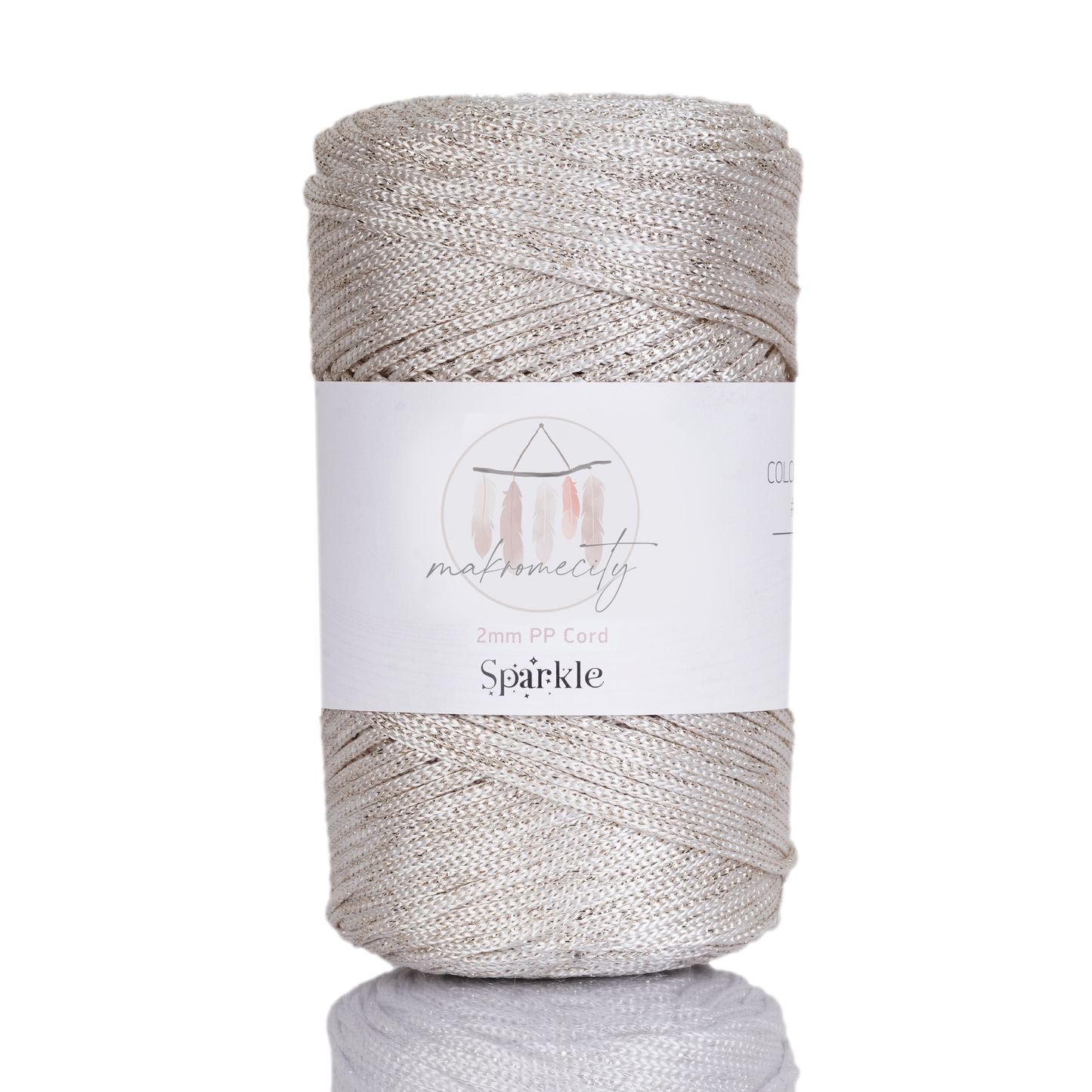 Sparkle Polyester Macrame Cord 2mm x 250 yards (750 feet)  - Ecru Sparkle