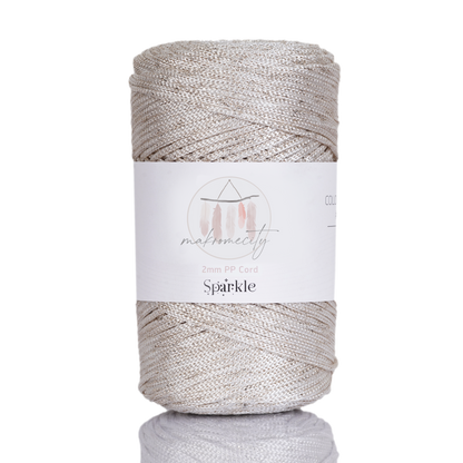 Sparkle Polyester Macrame Cord 2mm x 250 yards (750 feet)  - Ecru Sparkle