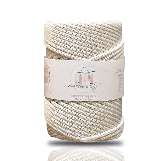 Polyester Macrame Cord 5mm x 104 Yards (311 feet) Polypropylene - Ecru