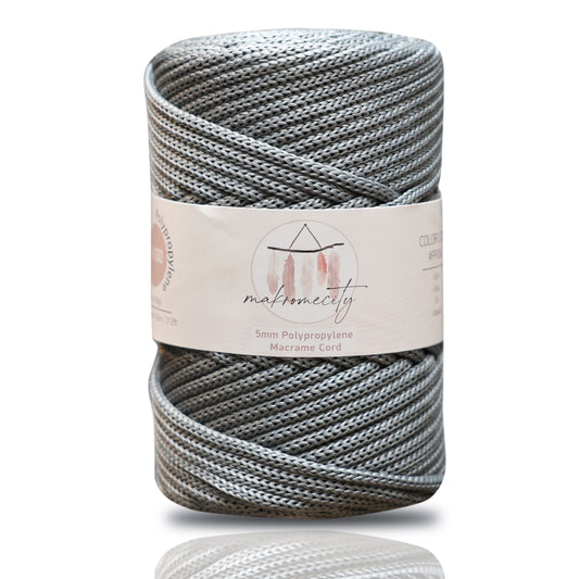 Polyester Macrame Cord 5mm x 104 Yards (311 feet) Polypropylene - Grey