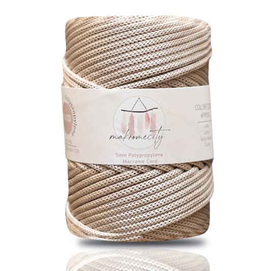 Polyester Macrame Cord 5mm x 104 Yards (311 feet) Polypropylene - Latte