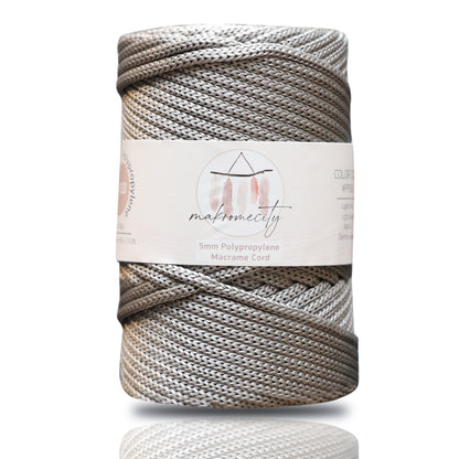Polyester Macrame Cord 5mm x 104 Yards (311 feet) Polypropylene - Light Grey