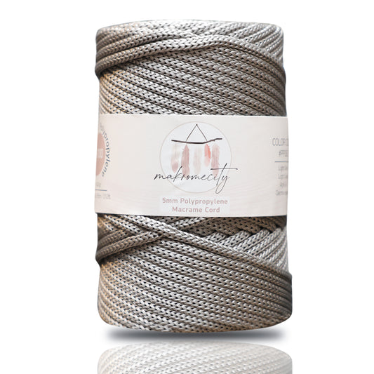 Polyester Macrame Cord 5mm x 104 Yards (311 feet) Polypropylene - Light Grey