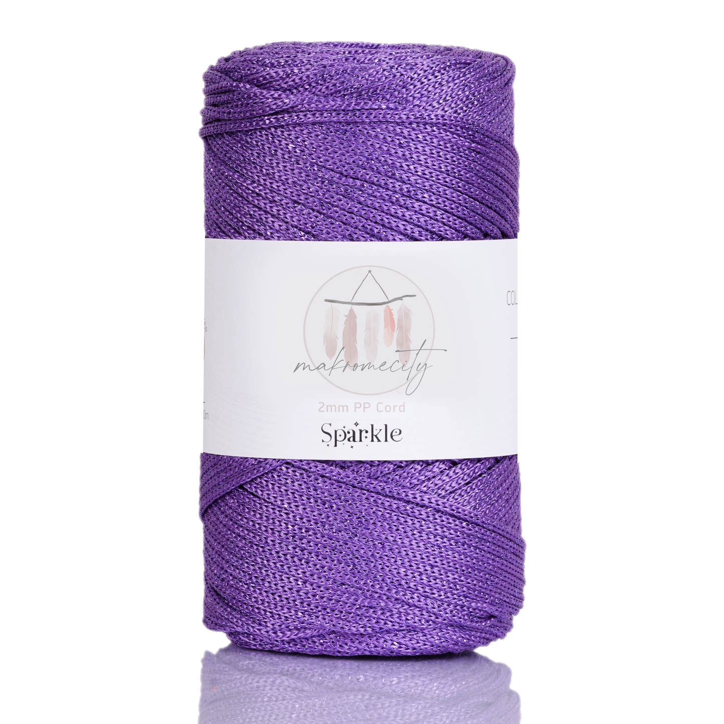 Sparkle Polyester Macrame Cord 2mm x 250 yards (750 feet)  - Lilac Sparkle