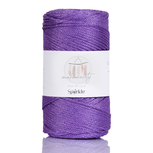 Sparkle Polyester Macrame Cord 2mm x 250 yards (750 feet)  - Lilac Sparkle