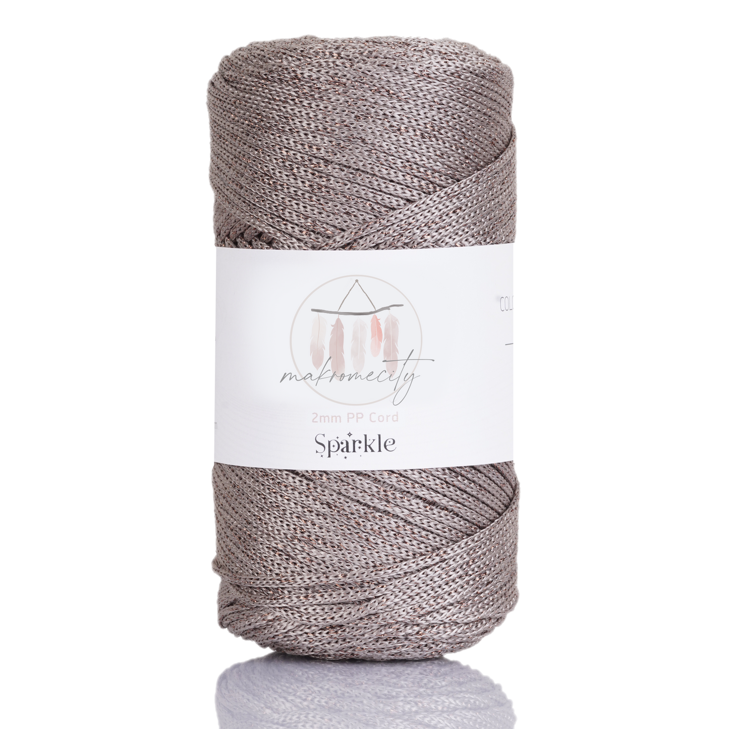Sparkle Polyester Macrame Cord 2mm x 250 yards (750 feet)  - Mink Sparkle