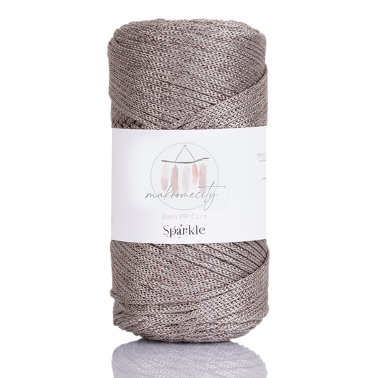 Sparkle Polyester Macrame Cord 2mm x 250 yards (750 feet)  - Mink Sparkle
