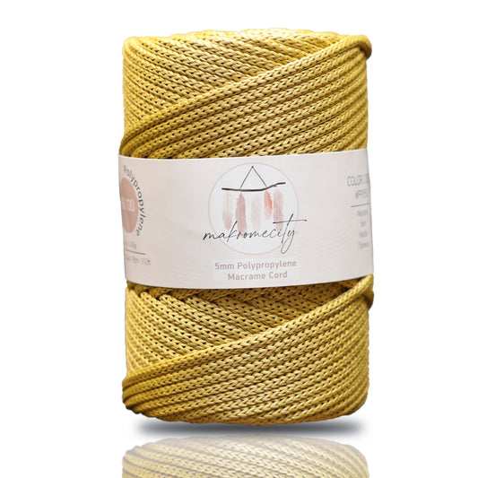 Polyester Macrame Cord 5mm x 104 Yards (311 feet) Polypropylene - Mustard