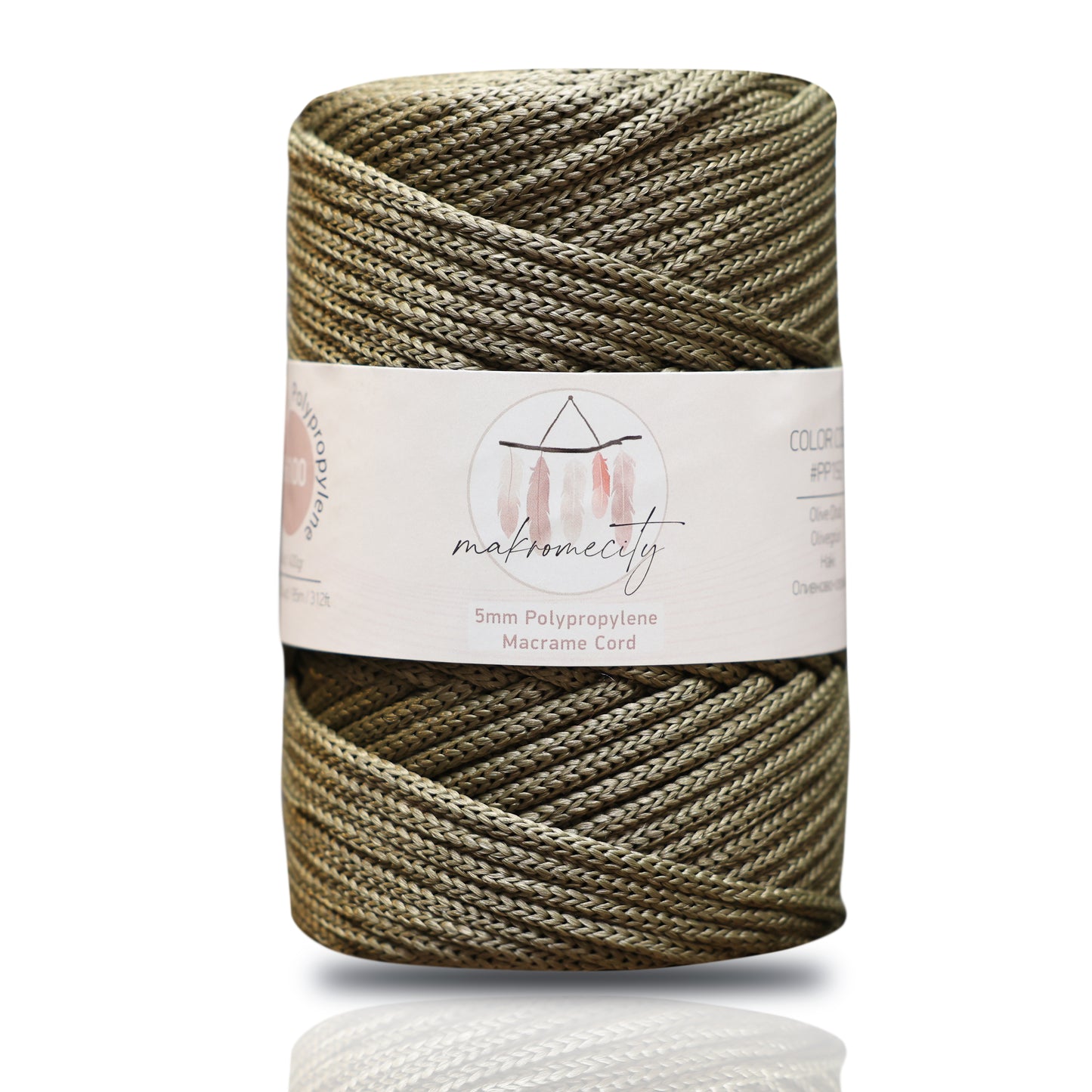 Polyester Macrame Cord 5mm x 104 Yards (311 feet) Polypropylene - Olive Drab