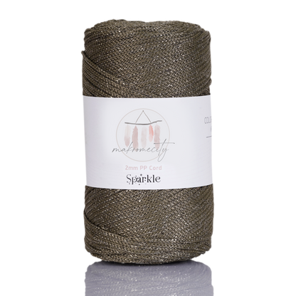 Sparkle Polyester Macrame Cord 2mm x 250 yards (750 feet)  - Olive Drab Sparkle