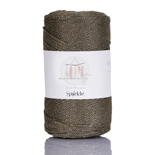 Sparkle Polyester Macrame Cord 2mm x 250 yards (750 feet)  - Olive Drab Sparkle