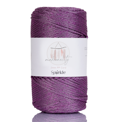 Sparkle Polyester Macrame Cord 2mm x 125 yards (375 feet)  - Plum Sparkle
