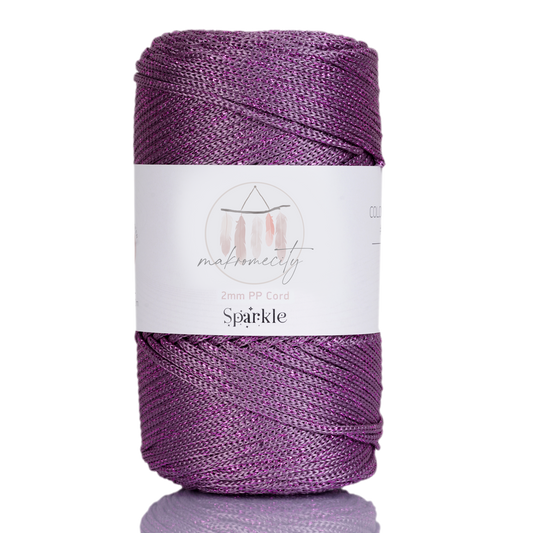 Sparkle Polyester Macrame Cord 2mm x 250 yards (750 feet)  - Plum Sparkle