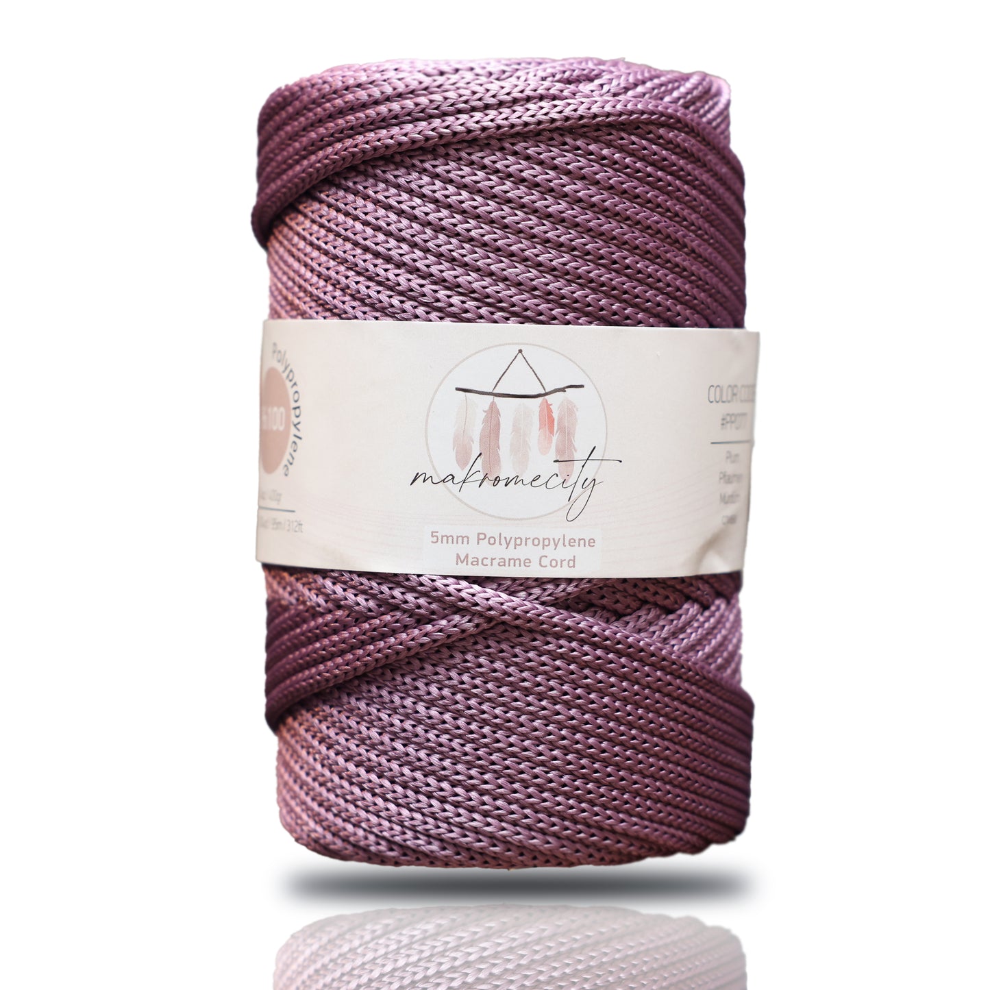 Polyester Macrame Cord 5mm x 104 Yards (311 feet) Polypropylene - Plum