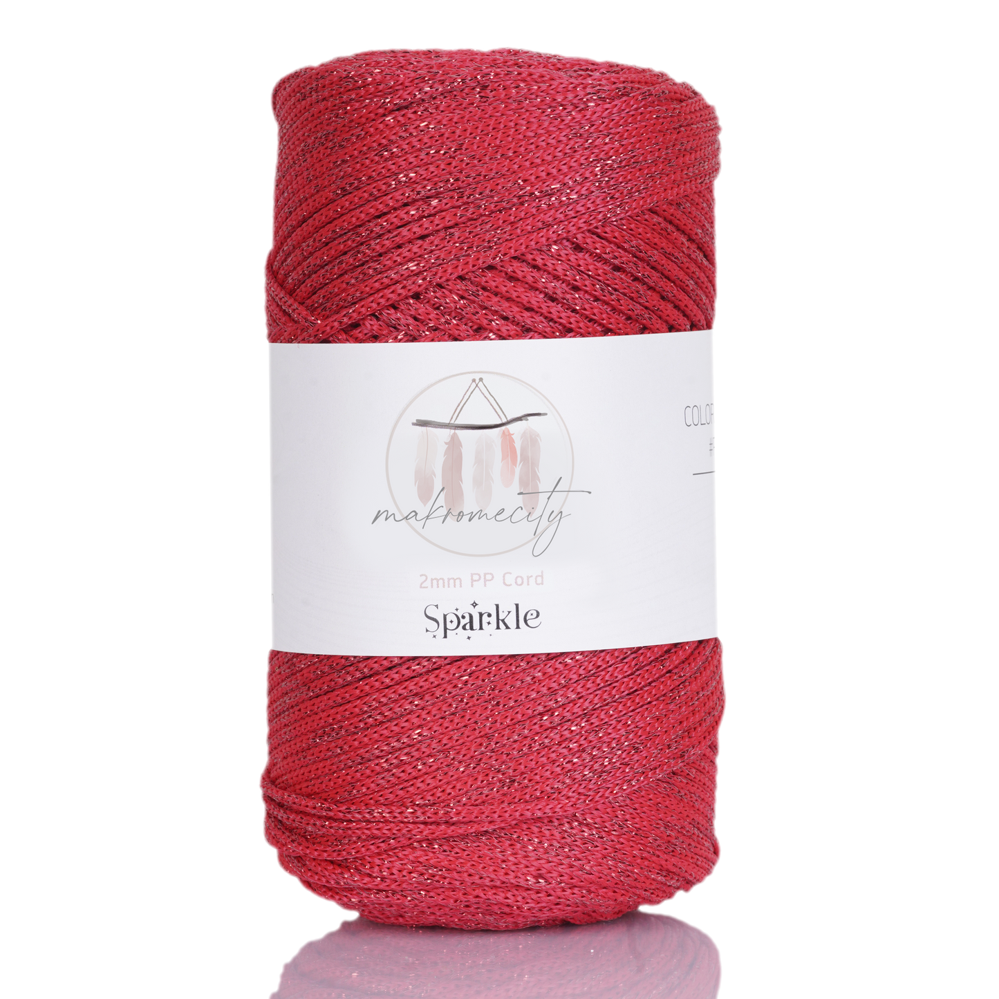 Sparkle Polyester Macrame Cord 2mm x 125 yards (375 feet)  - Red Sparkle