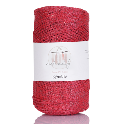 Sparkle Polyester Macrame Cord 2mm x 125 yards (375 feet)  - Red Sparkle