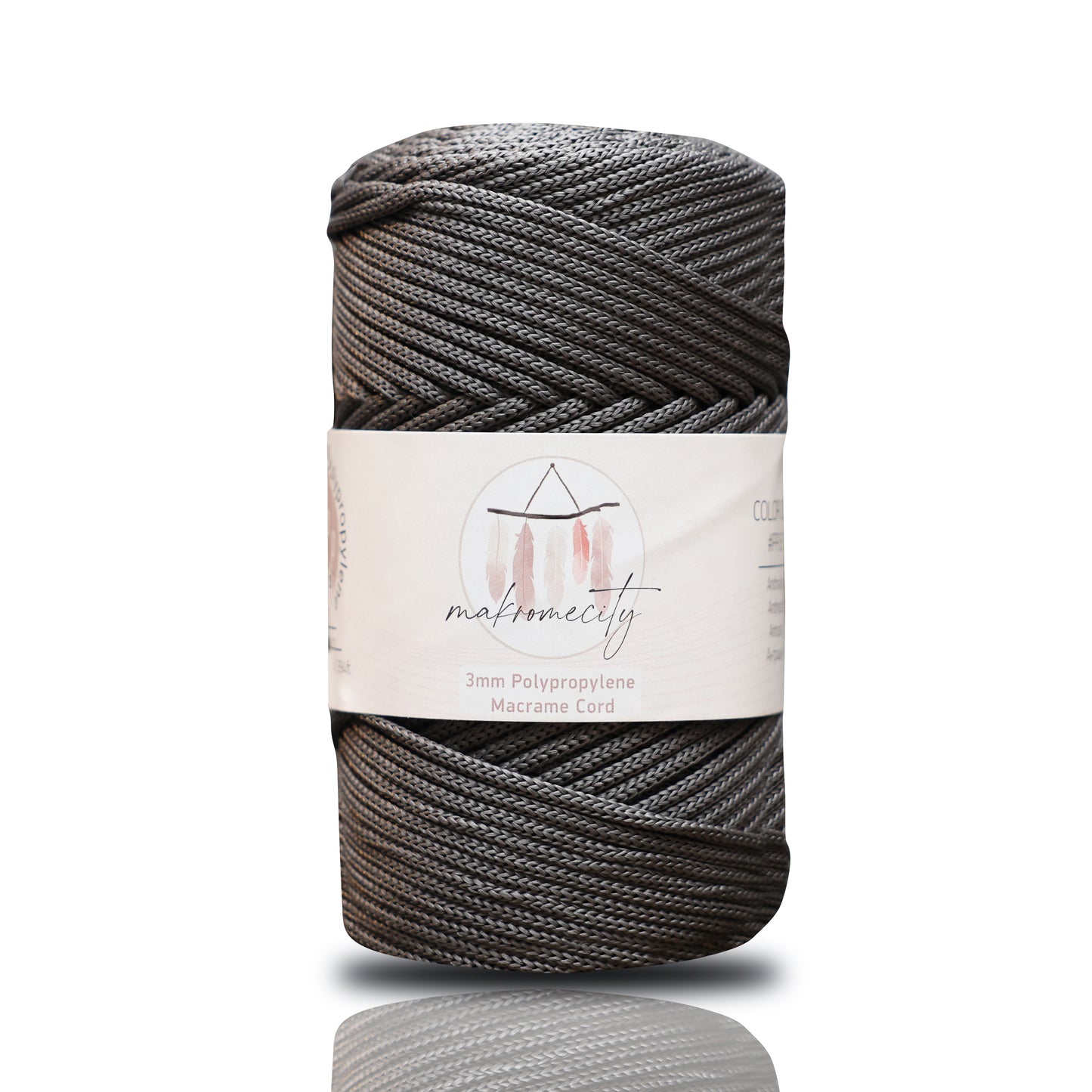 Polyester Macrame Cord 3mm x 131 Yards (394 feet) Polypropylene - Anthracite