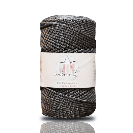 Polyester Macrame Cord 3mm x 131 Yards (394 feet) Polypropylene - Anthracite