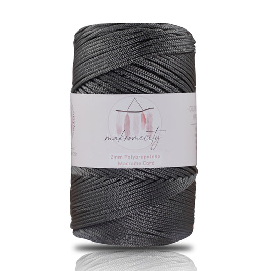 Polyester Macrame Cord 2mm x 250 yards (750 feet)  - Anthracite