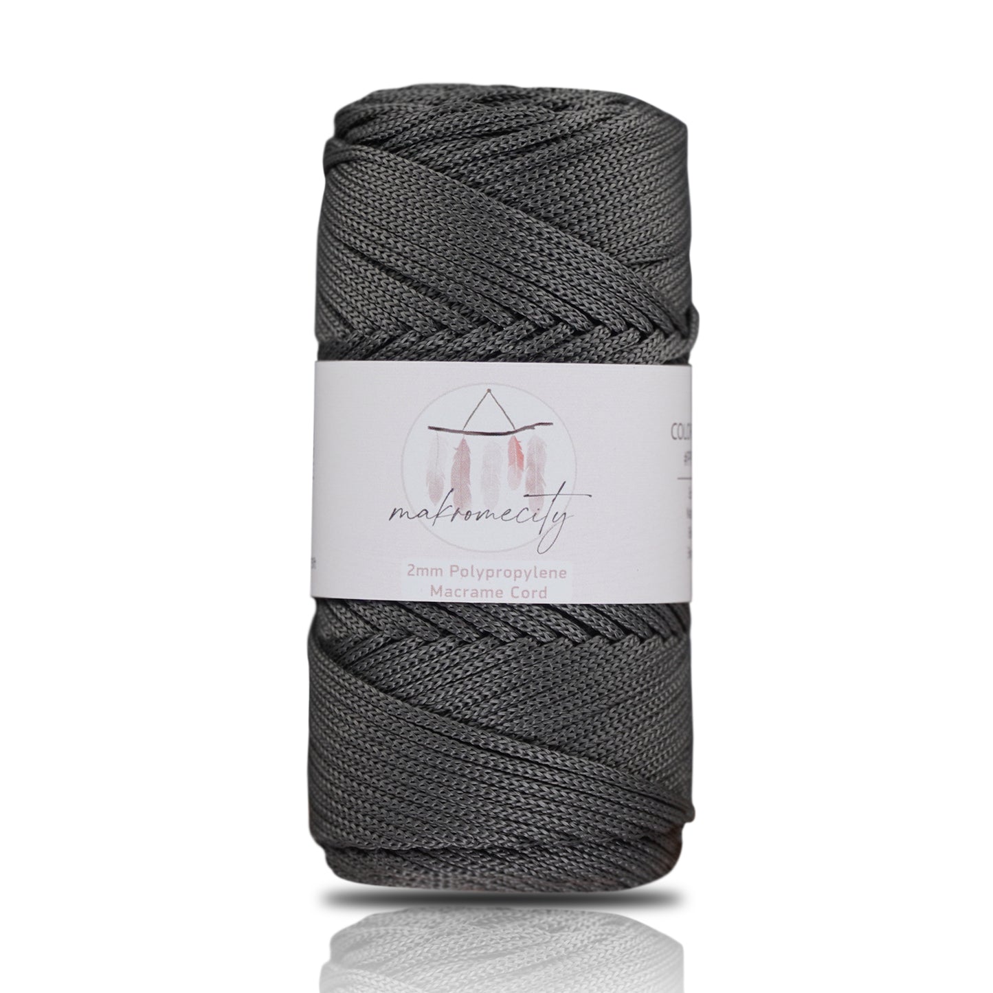 Polyester Macrame Cord 2mm x 125 Yards (375 feet) 2mm Polypropylene - Anthracite