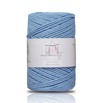 Cotton Macrame Cord 2mm x 195 Yards (590 feet) 2mm - Baby Blue