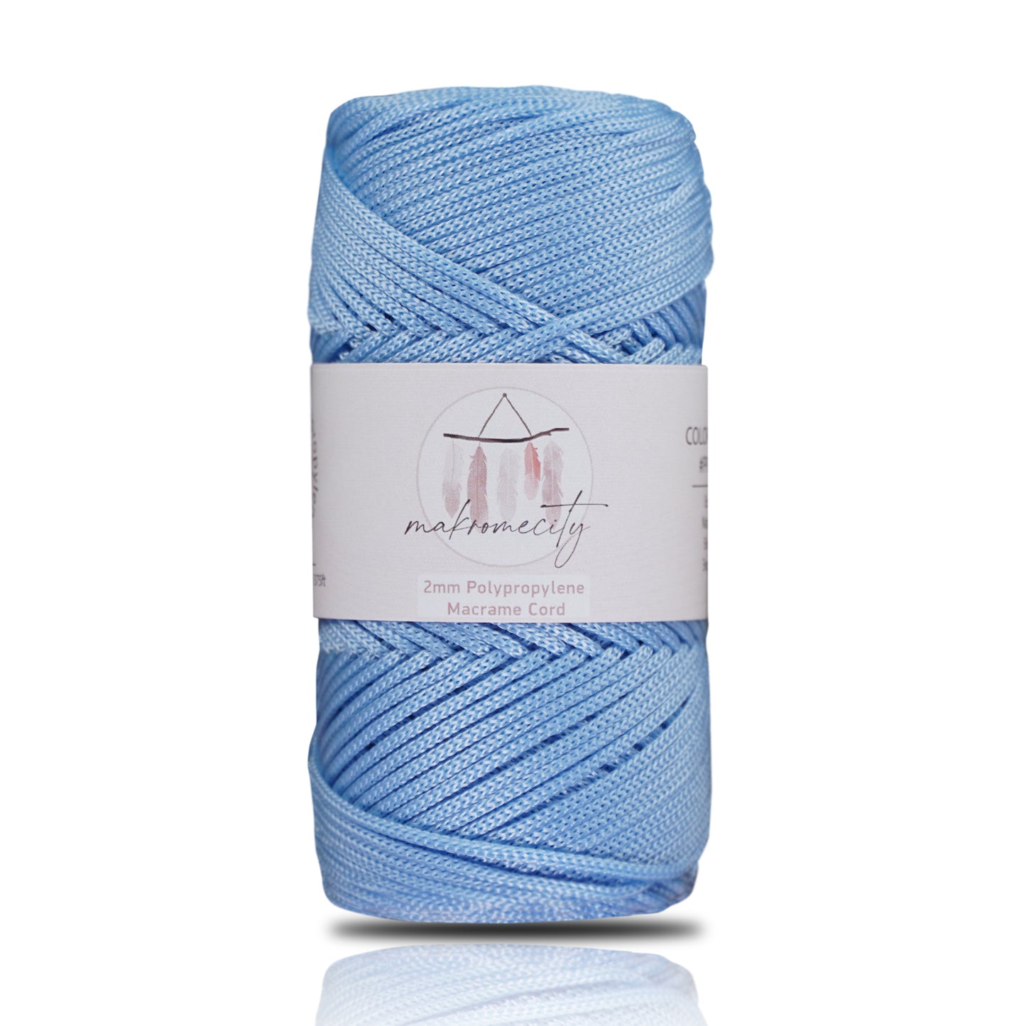 Polyester Macrame Cord 2mm x 125 Yards (375 feet) 2mm Polypropylene - Baby Blue